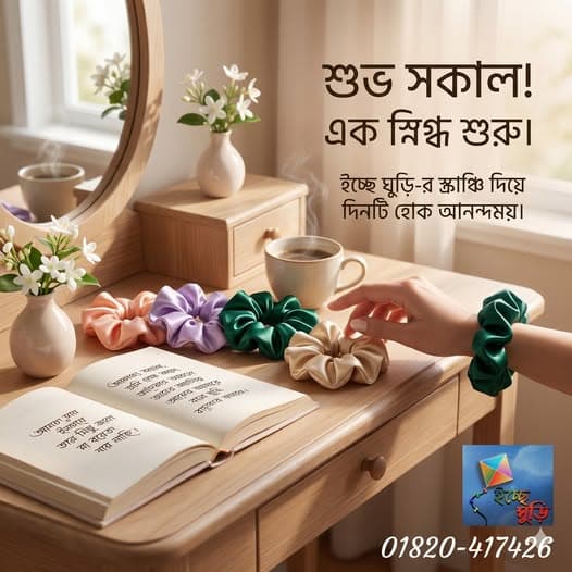স্যাটিন স্ক্রাঞ্চি ৫-প্যাক — Satin Scrunchies (5-Pack)